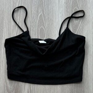 Black Cowl Neck Crop Top